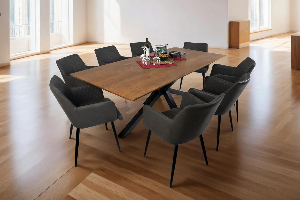 ESSTISCH ABBY - Schwarz/Braun, Holz/Metall (100/300/77cm) - SAM