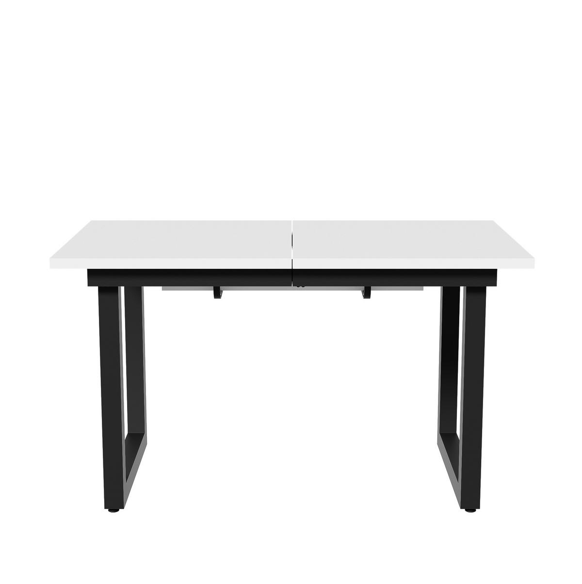 RAZTEGLJIVA jedilna miza 140/180/80/75 cm v industrijskem slogu, stabilen jeklen okvir, Bela/Črna - bela, leseni material (180/80/75cm) - Redom