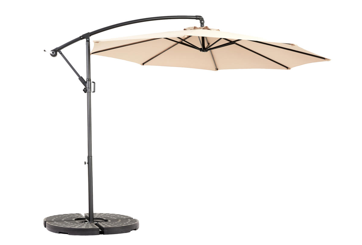 AMPELSCHIRM aus Stahl 294x294x250 cm in Beige mit Kurbel & Neigefunktion - Beige, Metall (294/294cm) - Modfu