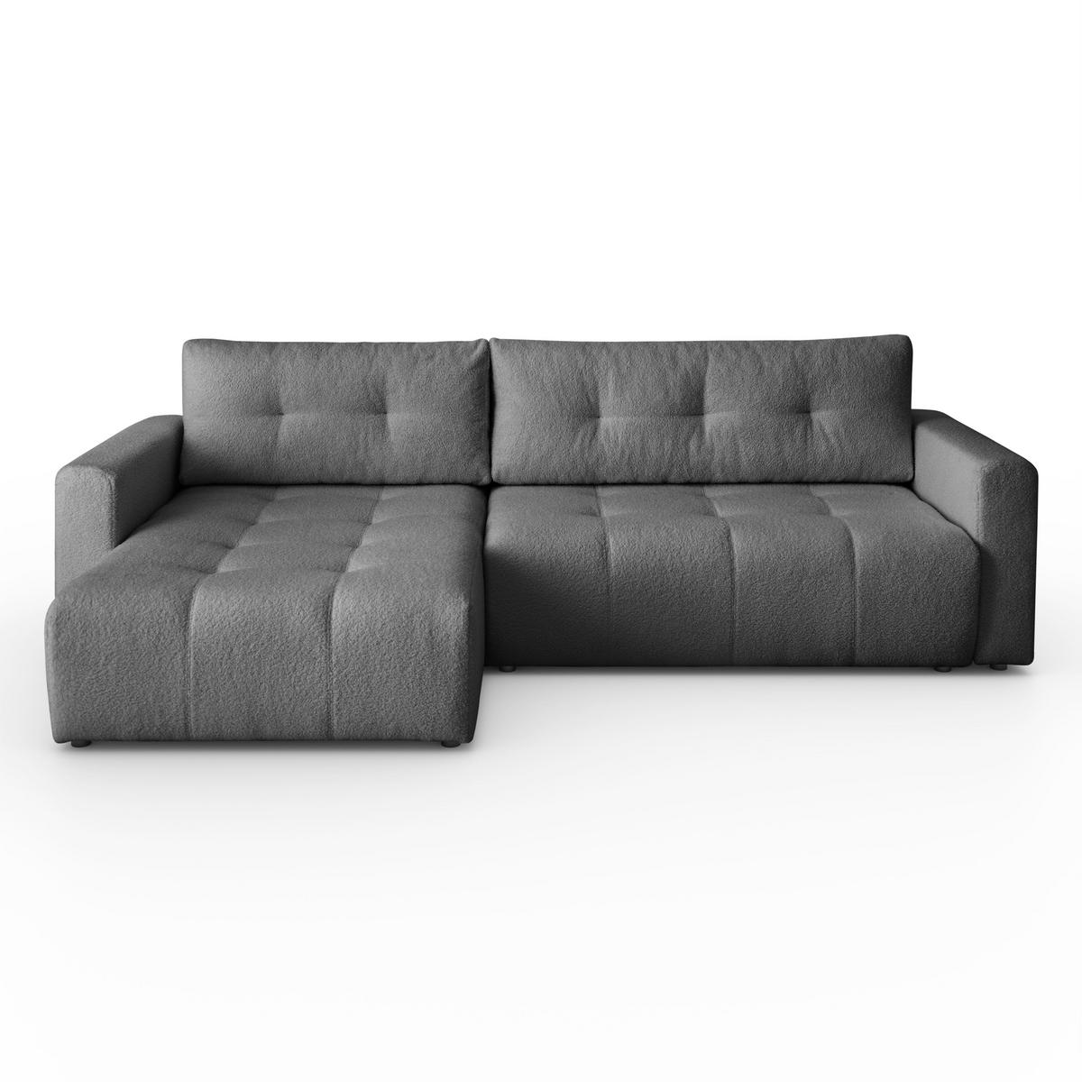 ECKSOFA Viola in L-Form, grau, Lammfelloptik, 261 x 143 cm mit Schlaffunktion und Bettkasten - Grau, Textil (261/143cm) - Margaret Hadas24