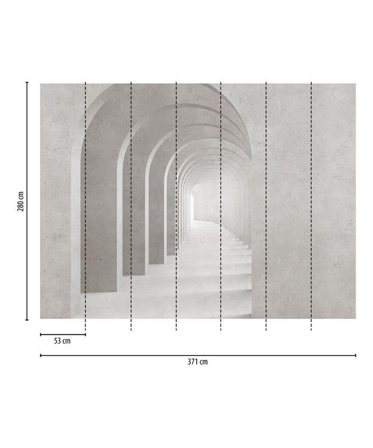 VLIESTAPETE Grau 371/280 cm - Weiß/Grau, Textil (371/1cm) - KUNSTLOFT