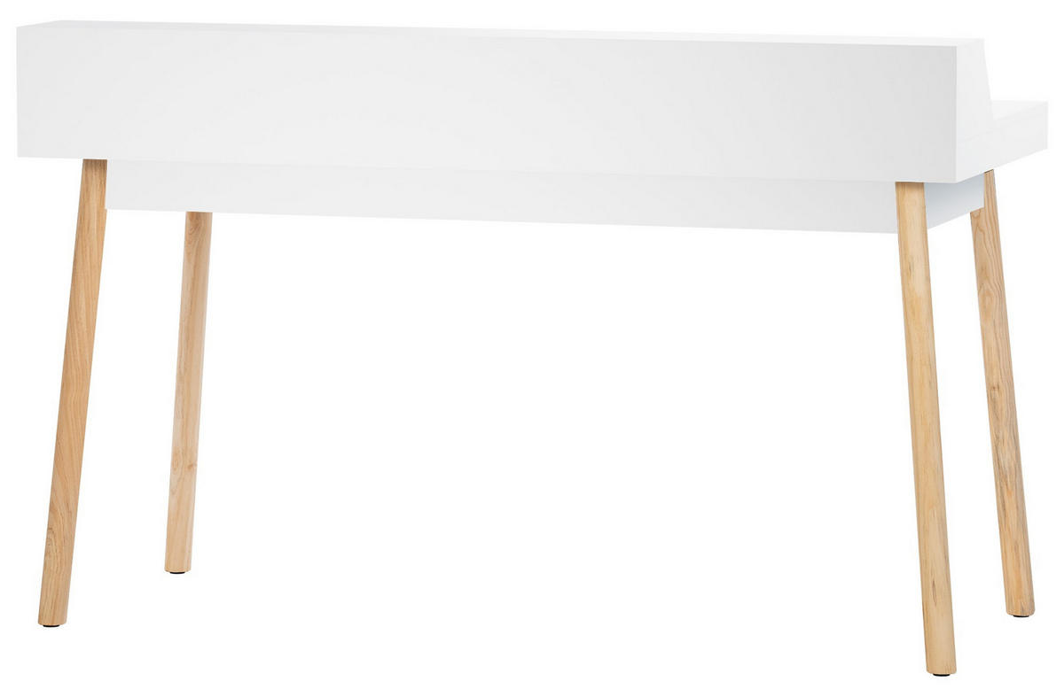 SCHREIBTISCH 140/60/85 cm Holz Weiß - Eukalyptusholzfarben/Weiß, Holz (60/140/85cm) - CLP