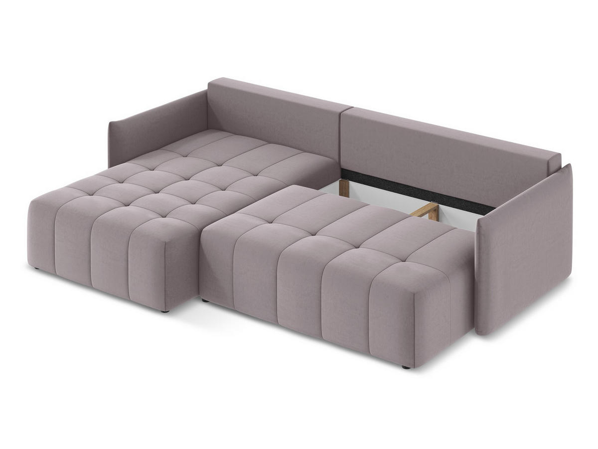 ECKSOFA Links Samt Stoff Grün - Dunkelgrün/Schwarz, Holzwerkstoff/Kunststoff (248/166cm) - Makamii