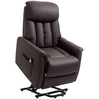 AUFSTEHSESSEL mit Aufstehhilfe Fernsehsessel Liegefunktion Kunstleder Braun - Schwarz/Braun, Leder/Kunststoff (94/104/80cm) - HOMCOM