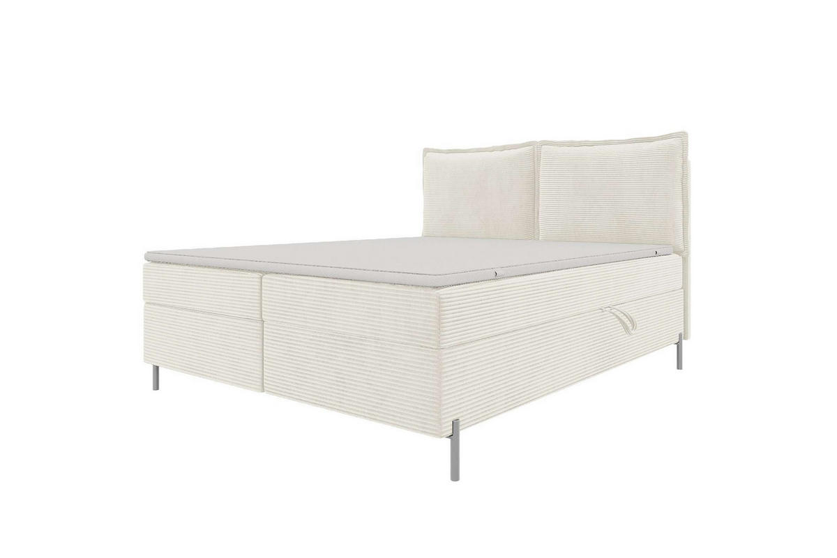 BOXSPRINGBETT VERO Cordstoff Creme 140/200 cm - Creme/Schwarz, Holzwerkstoff/Textil (140/200cm) - 99rooms