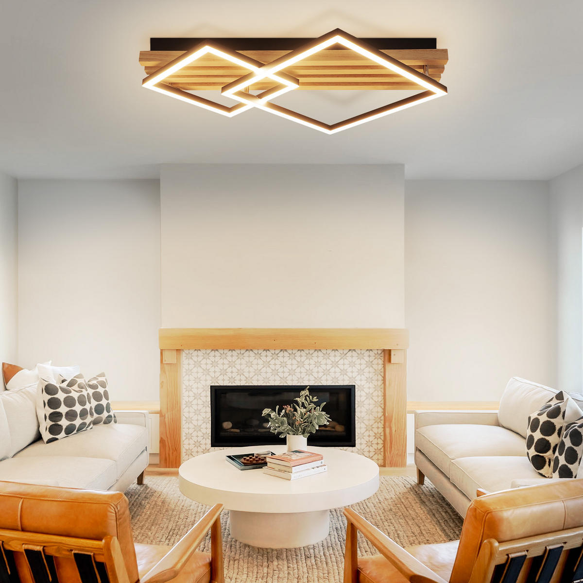 LED-DECKENLEUCHTE Wolfy 41.6/8.8/56.6 cm - Dunkelbraun, Metall (56.6/41.6/8.8cm) - ZMH