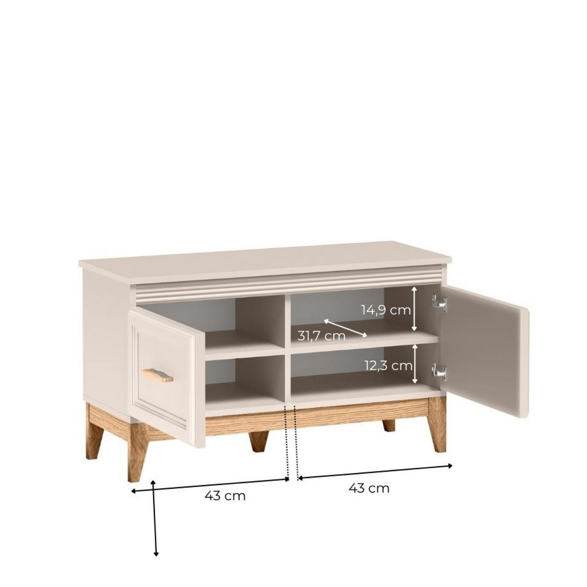 SCHUHSCHRANK Windsor W-20 92 x 52 x 35 cm Kaschmir - Kaschmir/Eichefarben, Eichenholz/Holzwerkstoff (92/52/35cm) - Koseto