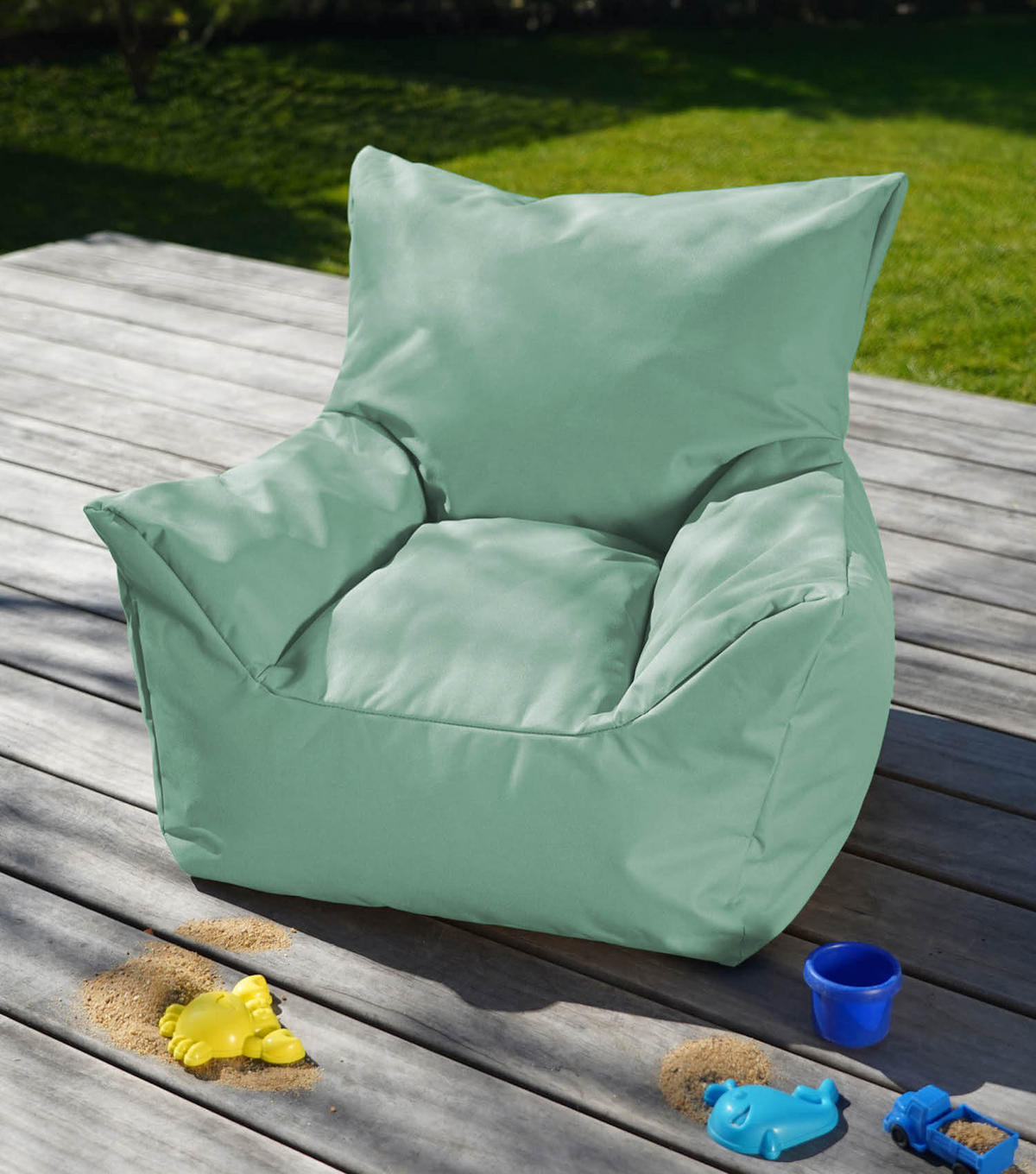 OOUTDOOR-KINDER-SITZSACK Der Gartenzwerg - Mintgrün/Grün, Textil (52/57/53cm) - Mokebo