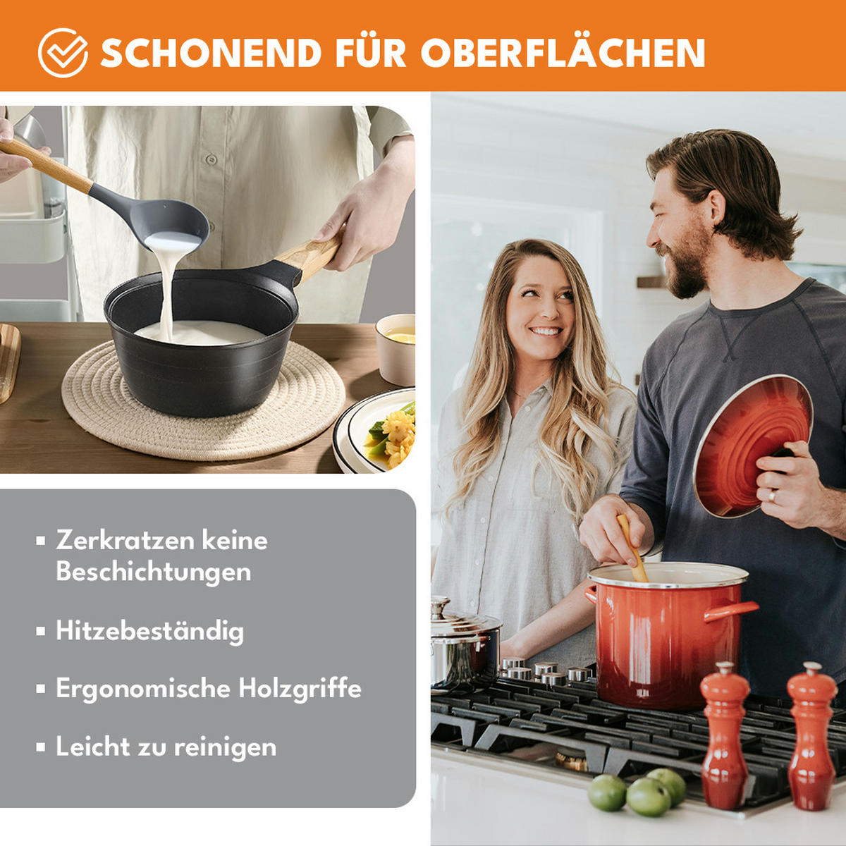 KÜCHENUTENSILIEN Set 11-Teilig - Grau, Kunststoff (5/10/10cm) - KRUMAD