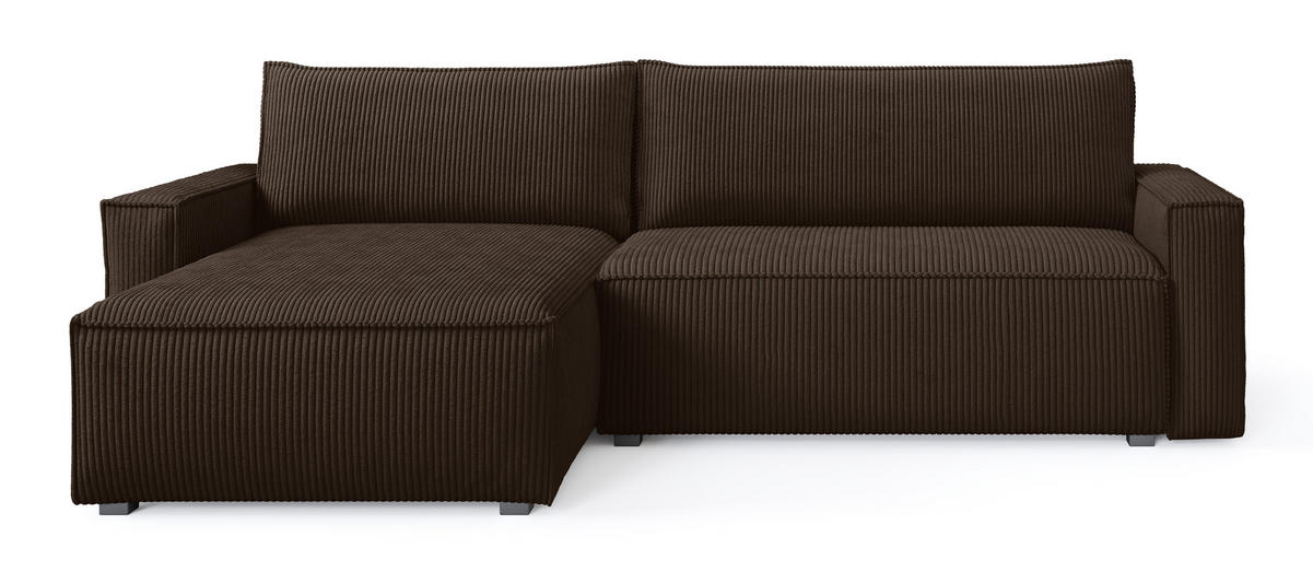 ROHOVÁ SEDAČKA BESMIR hnědá - šedá/hnědá, dřevo/textil (275/148cm) - MASSENO