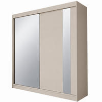 KLEIDERSCHRANK Gloria 200 cm Kaschmir Spiegel 2 Schubl. Griffe silber - Kaschmir, Holzwerkstoff (200/216/61cm) - KS Home Concept