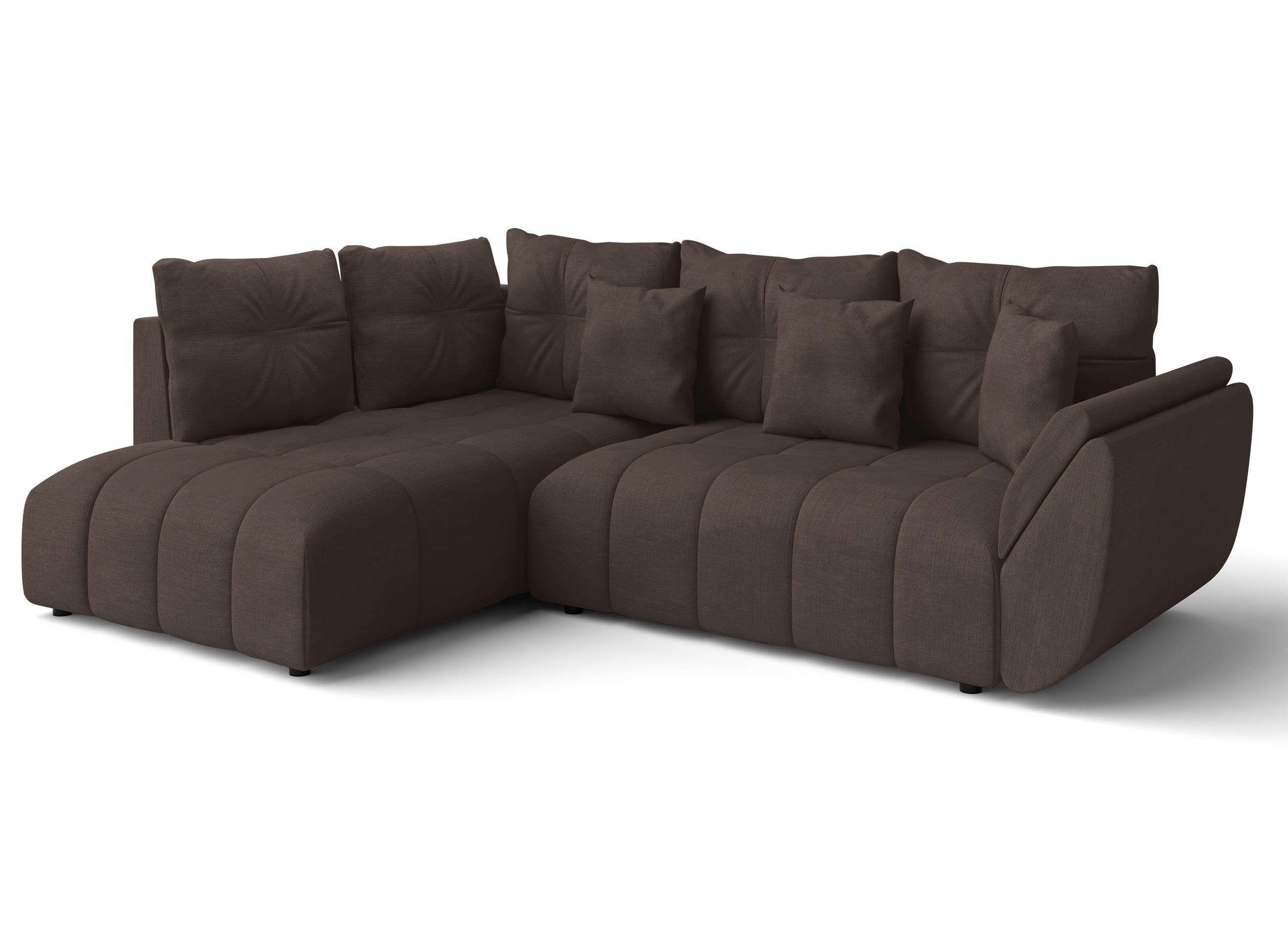ECKSOFA L Form Corleone Braun 266/182/91 cm mit Schlaffunktion - Schwarz/Braun, Kunststoff/Textil (266/182cm) - AX Living