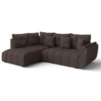ECKSOFA L Form Corleone Braun 266/182/91 cm mit Schlaffunktion - Schwarz/Braun, Kunststoff/Textil (266/182cm) - AX Living