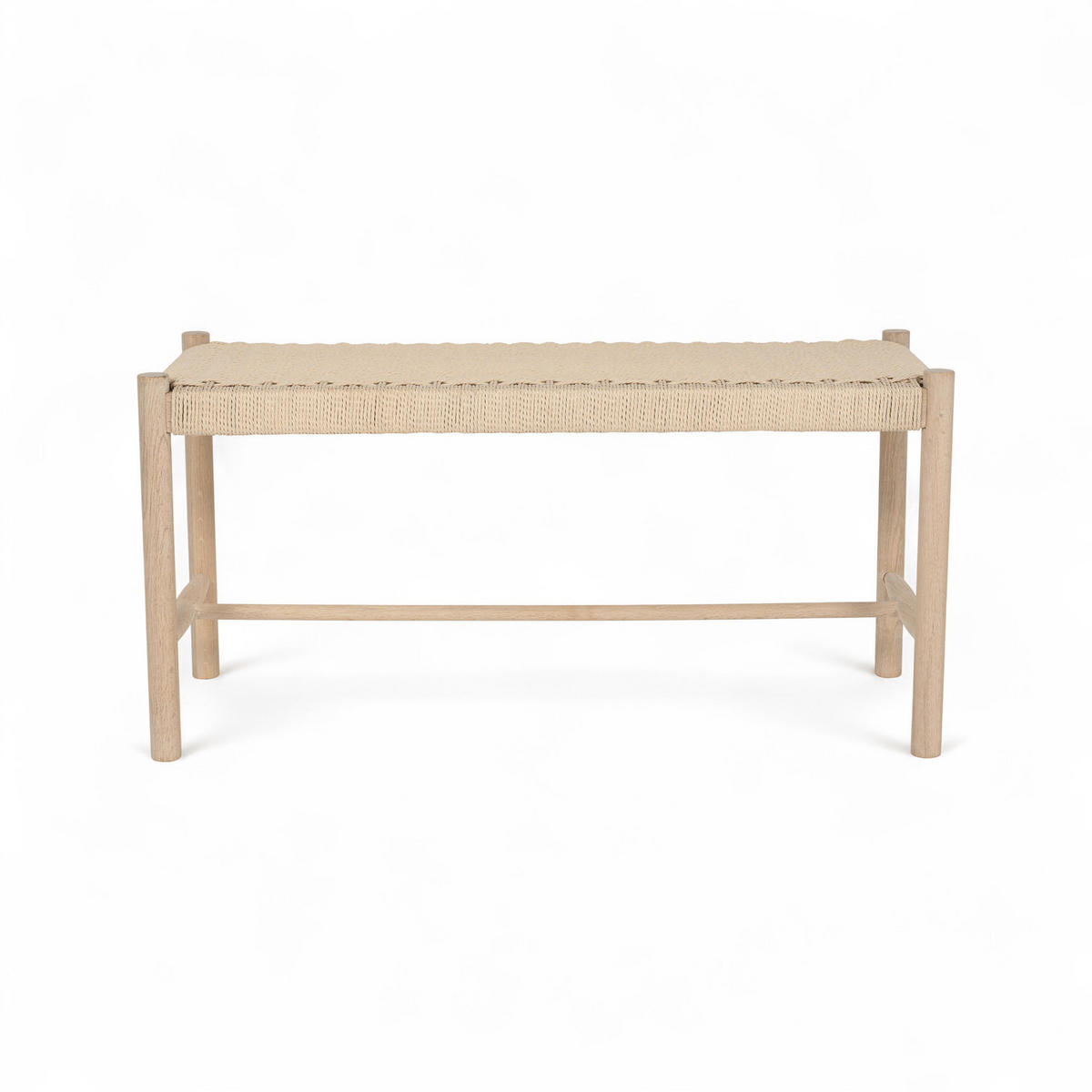 SITZBANK 90/36/45 cm Rattan / Eiche Eiche bianco - Eiche Bianco/Eichefarben, Holz/Papier (90/45/36cm) - Furnhouse