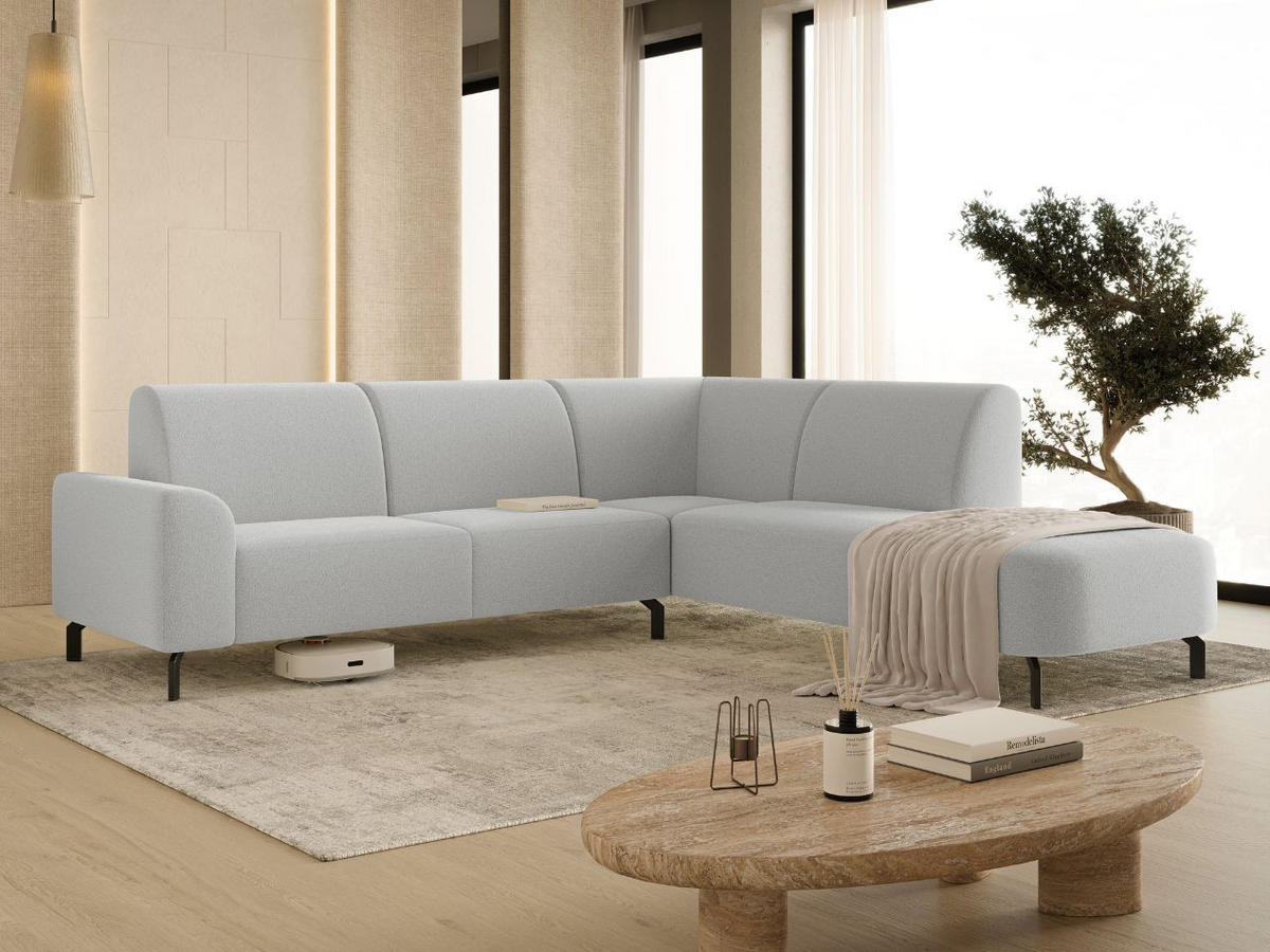 ECKSOFA Regento Grau Rechts - Schwarz/Grau, Holz/Textil (218/277cm) - Graingold