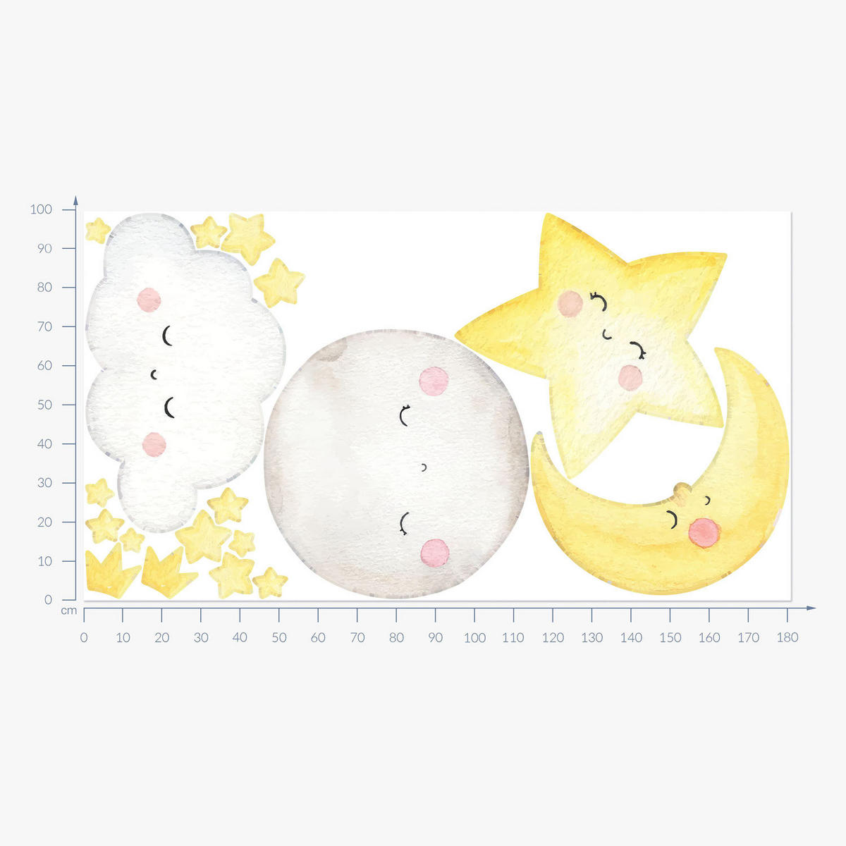 WANDAUFKLEBER 100x182cm - Nachthimmel - Multicolor, Kunststoff (100/182/0.1cm) - Wallfluent