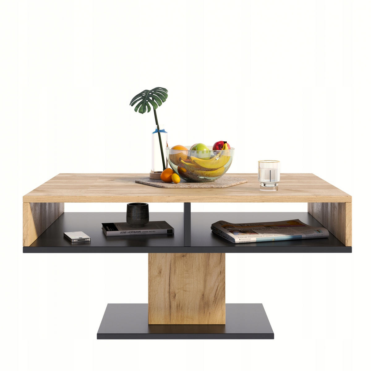 COUCHTISCH INES Artisan Eiche-Schwarz 100/50/50 cm - Multicolor, Holzwerkstoff (50/100/50cm) - Matkam Möbel