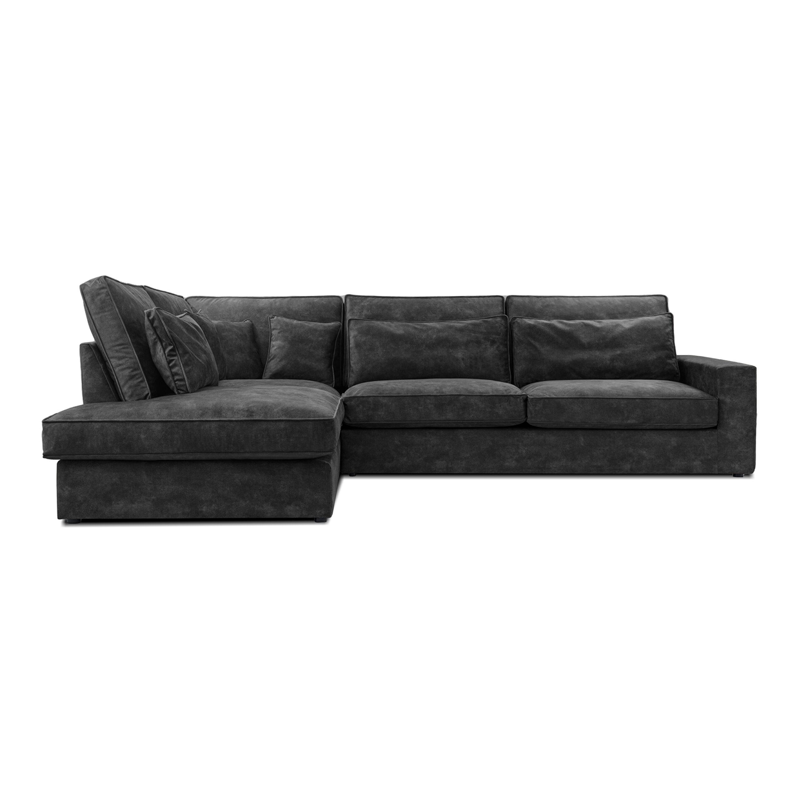 ECKSOFA Eckcouch Monica mini L-form, Dunkelgrau - Dunkelgrau, Textil (224/280cm) - Fedve