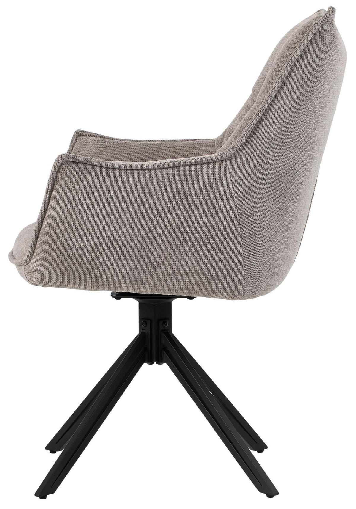 DININGSESSEL Ginosa - drehbar - hellgrau - Hellgrau/Schwarz, Textil/Metall (62/90/66cm) - bene living