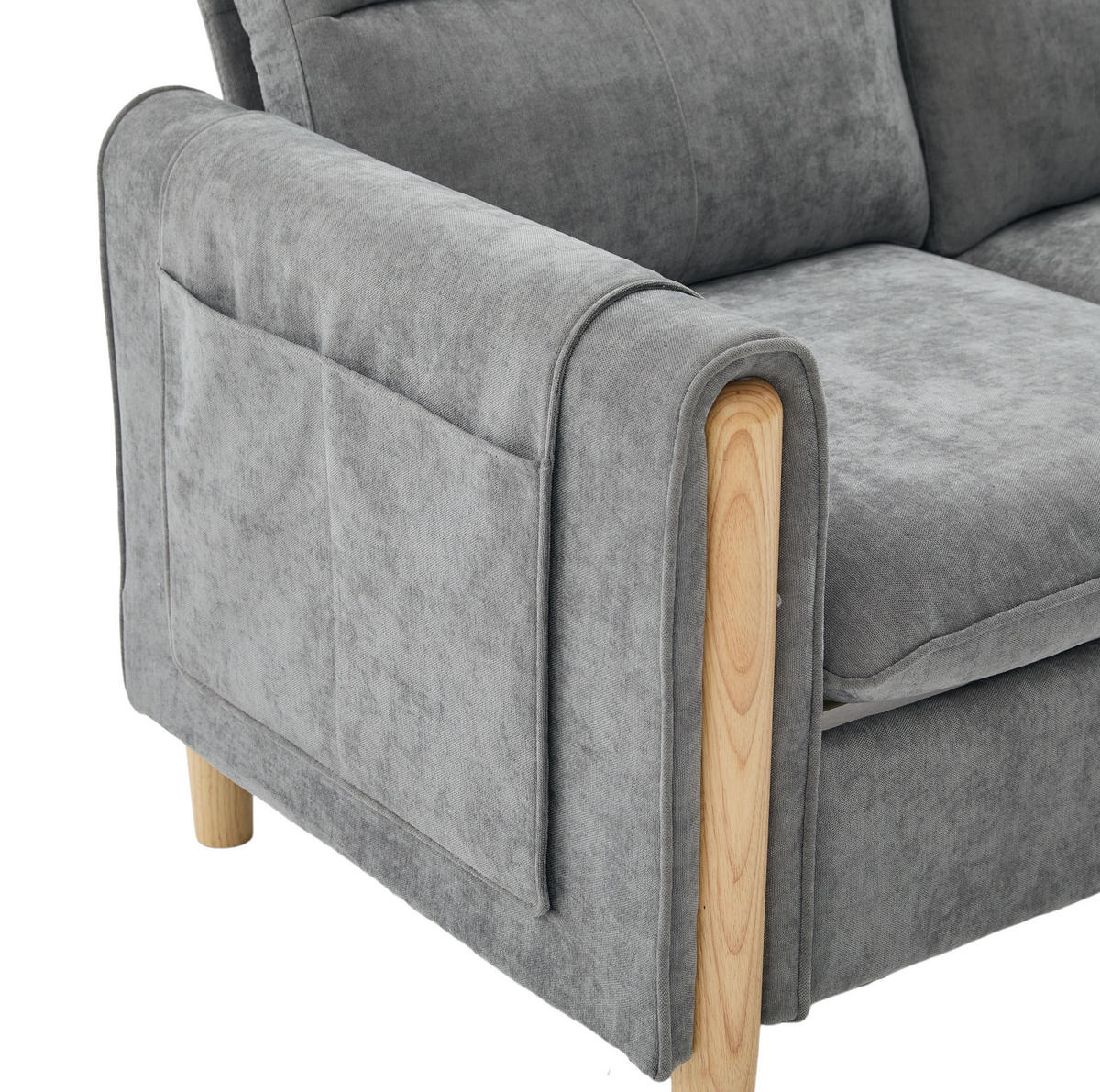 SOFA mit Stauraum 261 x 77 x 86 cm Hellgrau - Hellgrau, Holz (77/86/261cm) - Meubliv