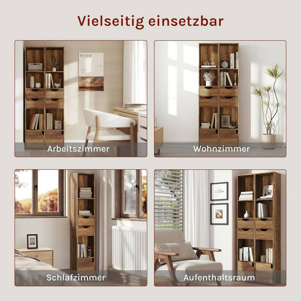 BÜCHERREGAL 30x158x24 cm, Braune Holzoptik - Teakfarben, Holzwerkstoff (30/158/24cm) - Woltu