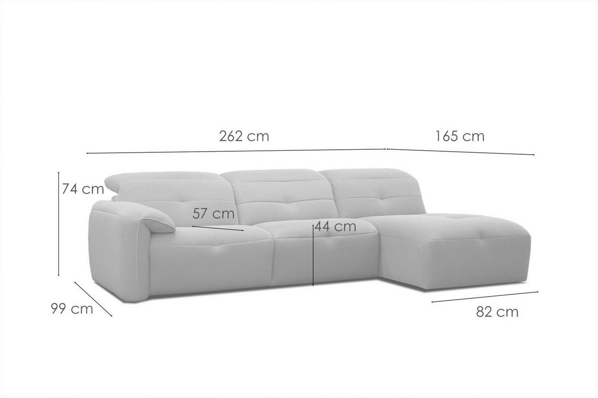 ECKSOFA TRENTO 4-Sitzer mit 1 Relaxfunktion, ecru - Ecru/Schwarz, Holzwerkstoff/Kunststoff (262/165cm) - Courtois Laville