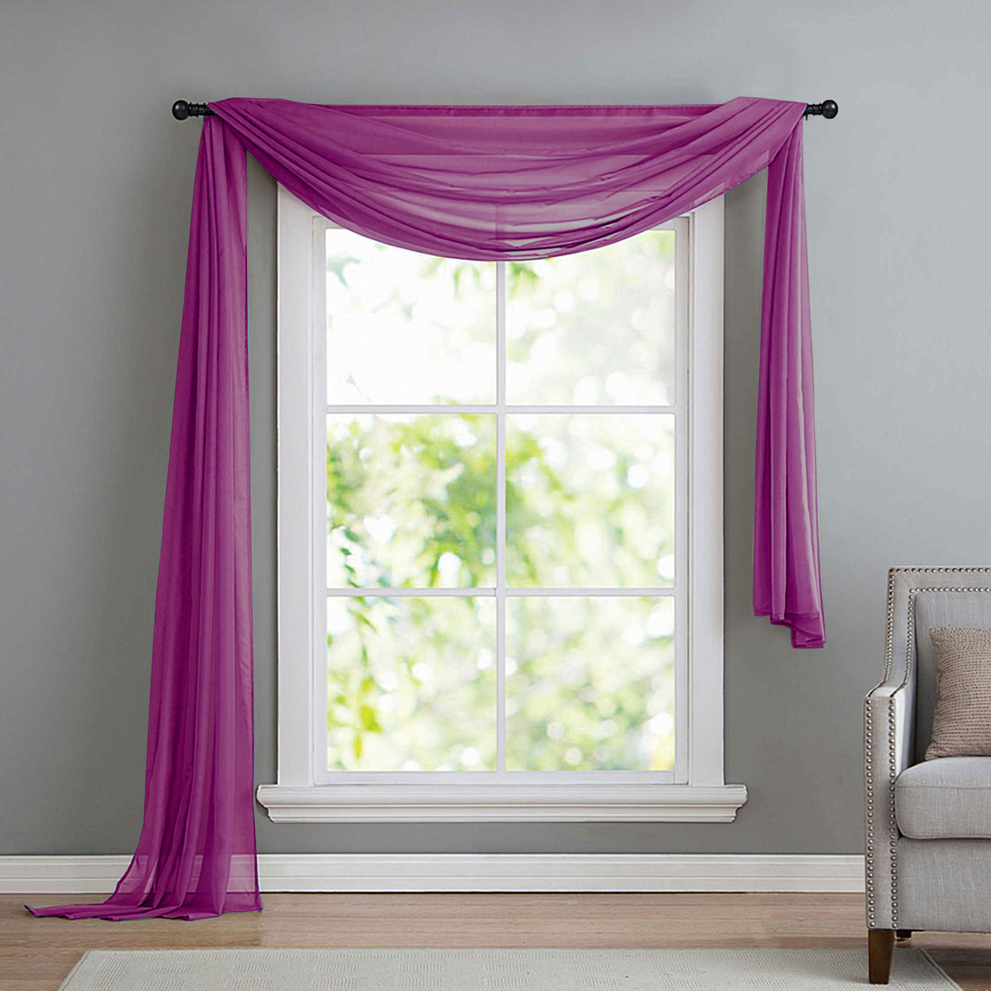 QUERBEHANG 1ER SET HxB 140x600 Brombeer - Flieder, Textil (140/600cm) - Gardinenbox