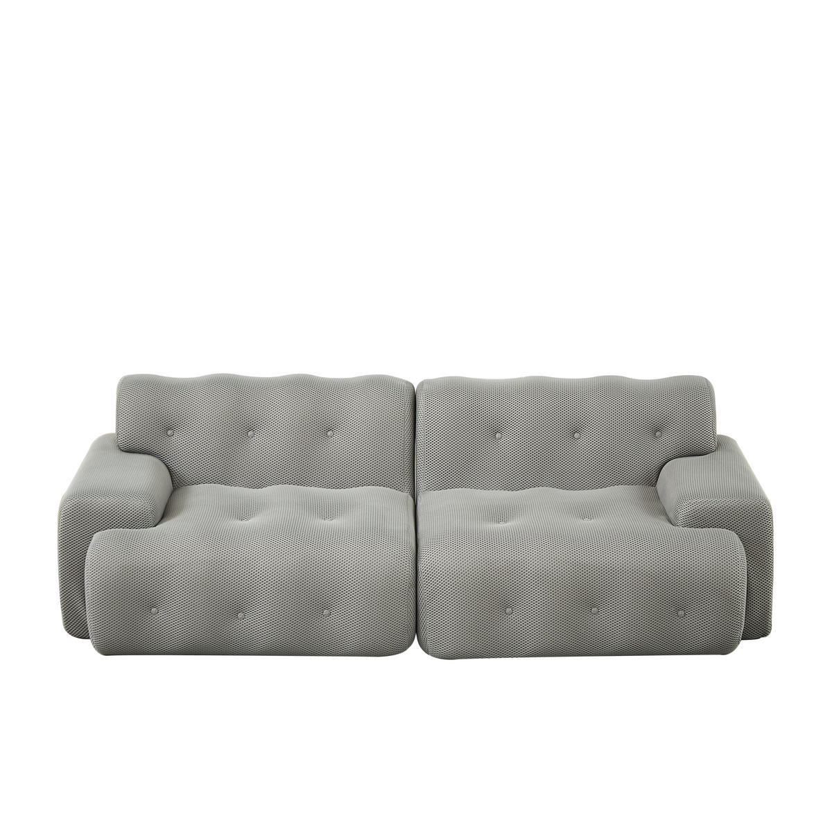 POHOVKA 224/104/66 cm šedá z látky se širokými područkami a bez montáže - šedá, textil (104/66/224cm) - OKWISH