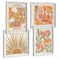BILDER SET 4er Set - 50x50 cm & 40x60 cm Weißer Rahmen - Pastellfarbene Sonnenblumen - Weiß, Kunststoff (50/50cm) - TULUP