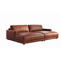 BIG SOFA MARLIN Braun Lederfaserstoff - Dunkelbraun/Schwarz, Leder/Kunststoff (262/80/168cm) - KAWOLA