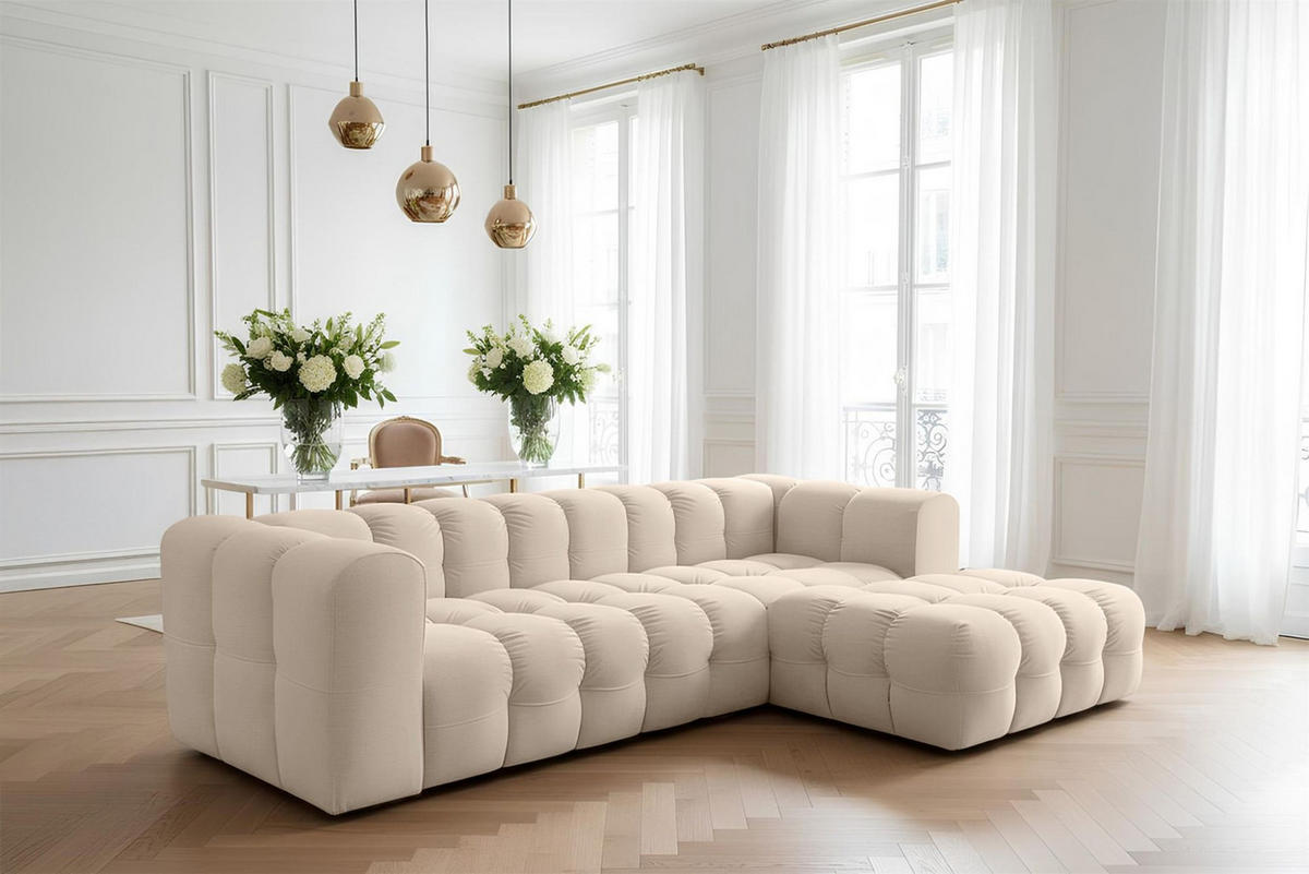 ECKSOFA Solvie In Tiffani - Beige, Holzwerkstoff/Textil (290/193cm) - Fun Möbel