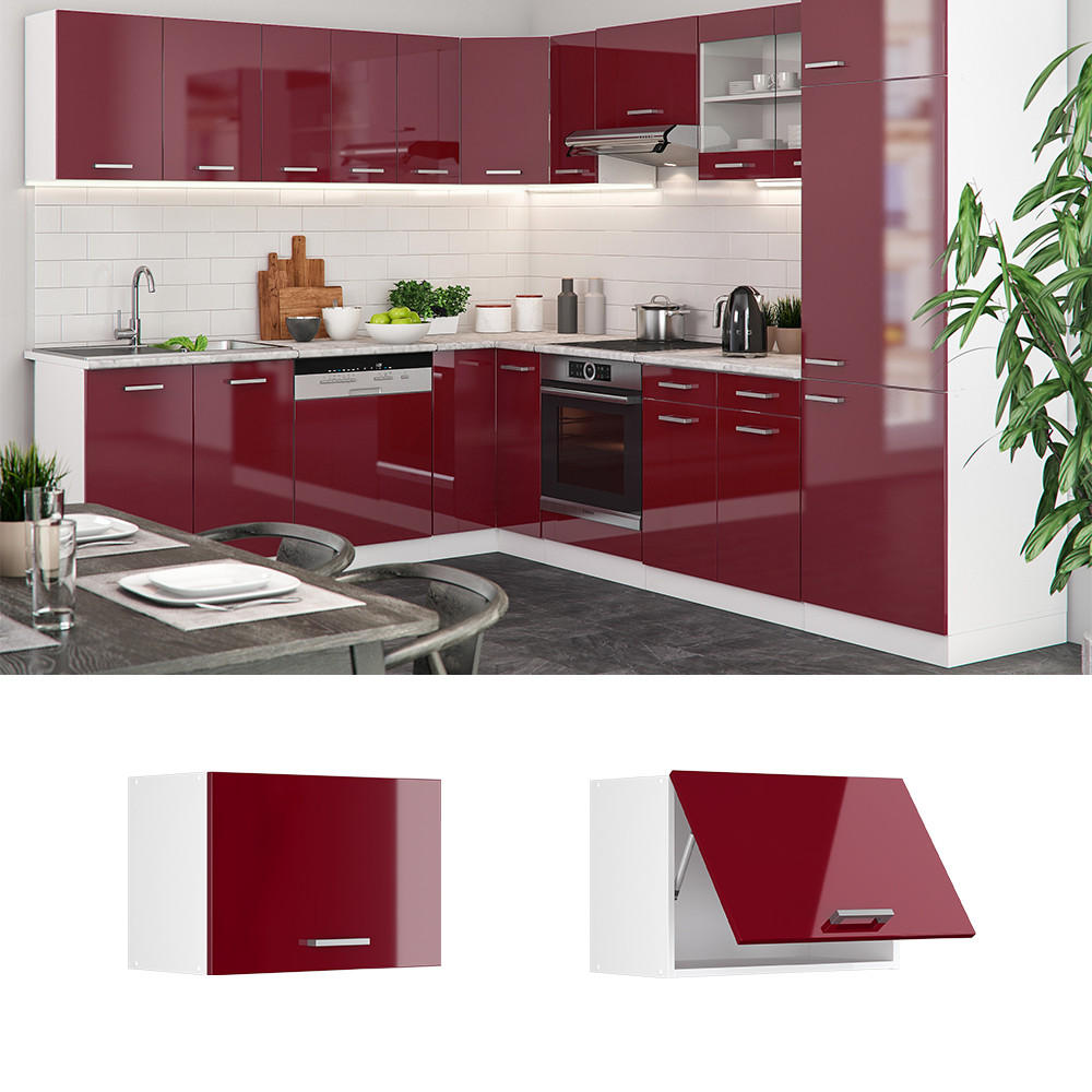 HÄNGESCHRANK R-Line Rot Hochglanz 60 cm Flach - Rot/Weiß, Holzwerkstoff (60/40/31cm) - Vicco