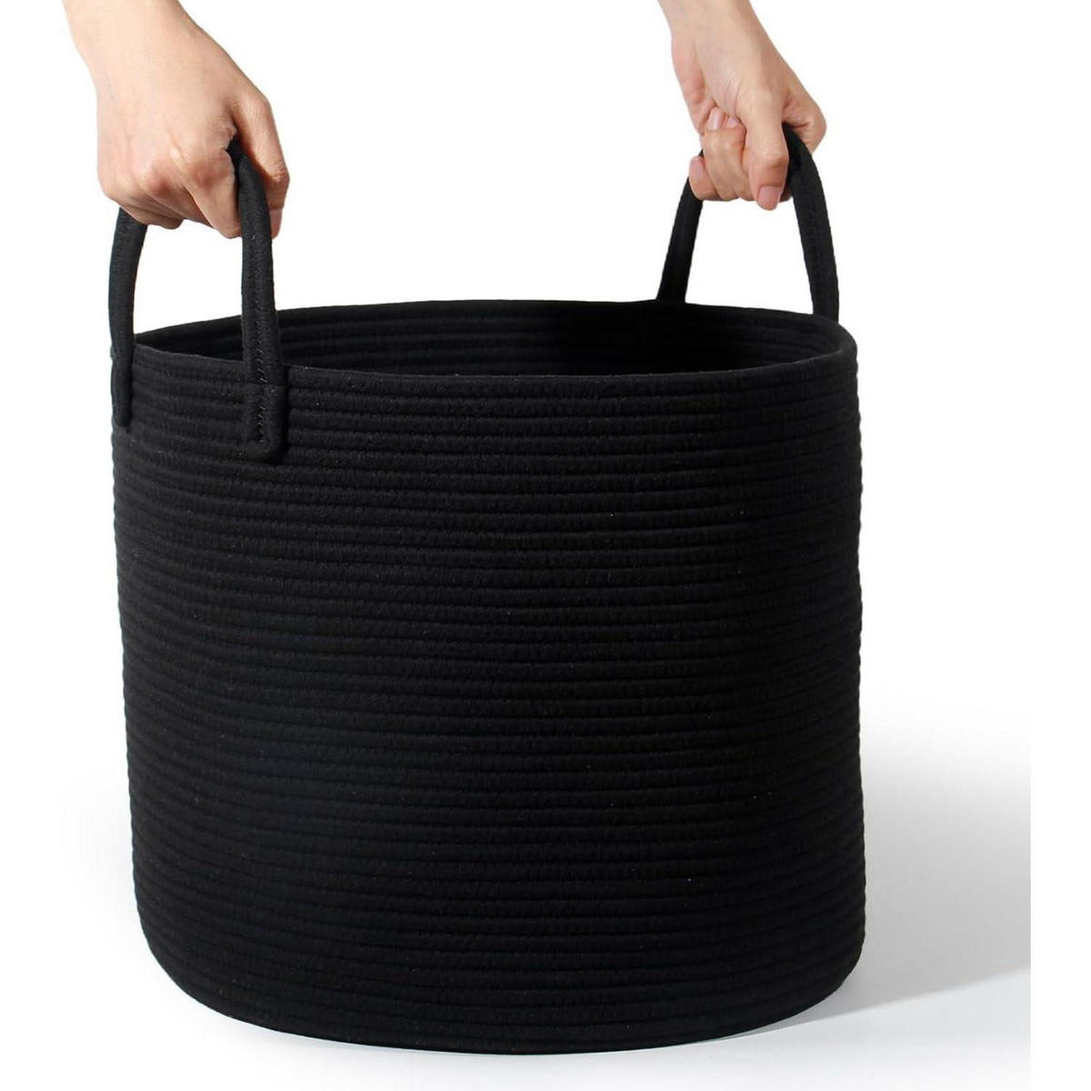 WÄSCHEKORB Baumwolle Schwarz 40 x 34 cm - Schwarz, Textil (40/34/40cm)