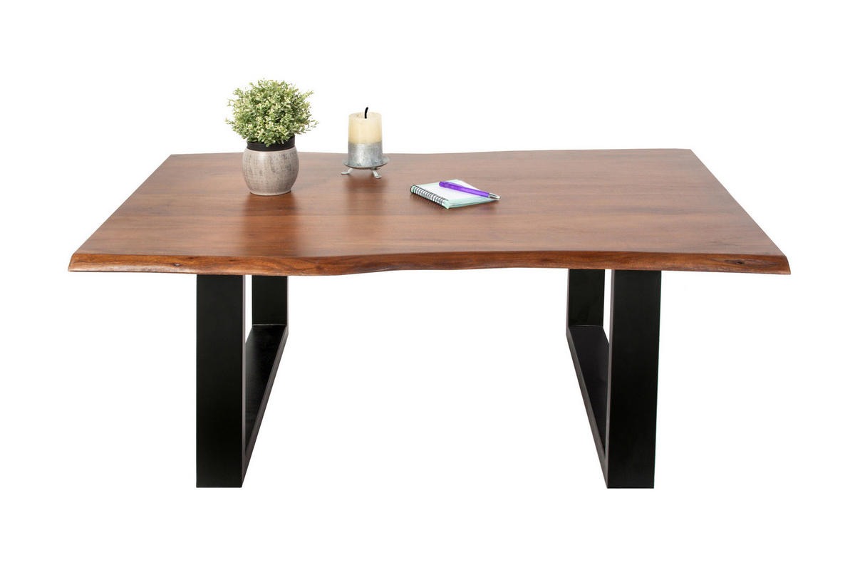COUCHTISCH INSA - Schwarz/Braun, Holz/Metall (70/100/43cm) - SAM