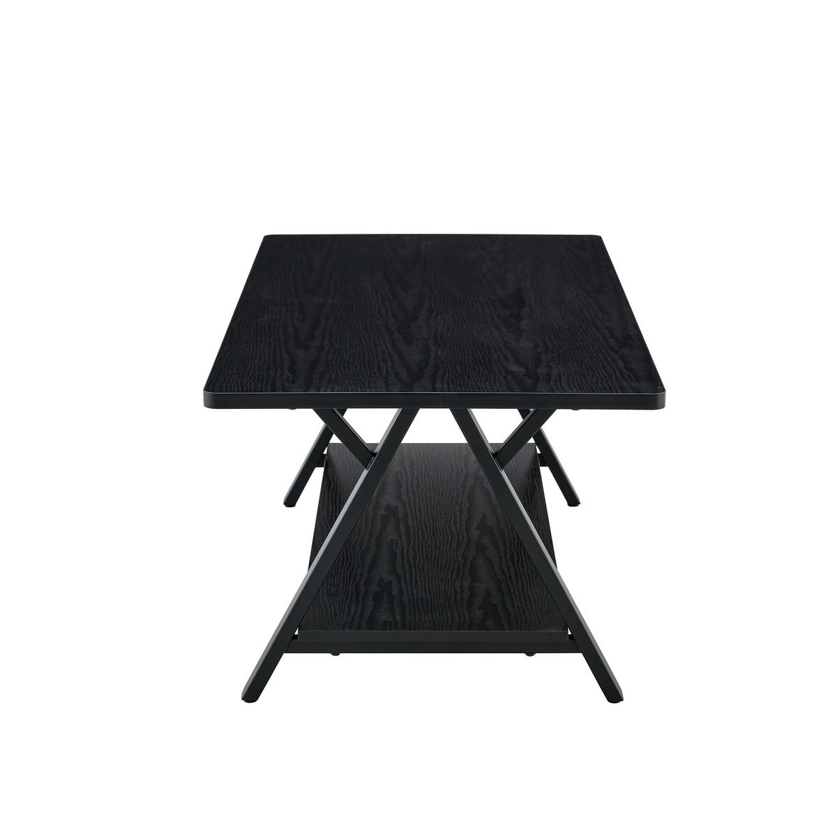 KONFERENČNÍ stolek z MDF a kovu, 110/57/44,5 cm černý, s úložnou policí - černá, kompozitní dřevo (110/57/44.5cm) - BEAOK