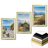 WANDBILDER 3er Set - 40x60 cm Goldrahmen - Strand, Leuchtturm, Berge, Blumen - Goldfarben, Kunststoff (40/60cm) - ArtPrintCave
