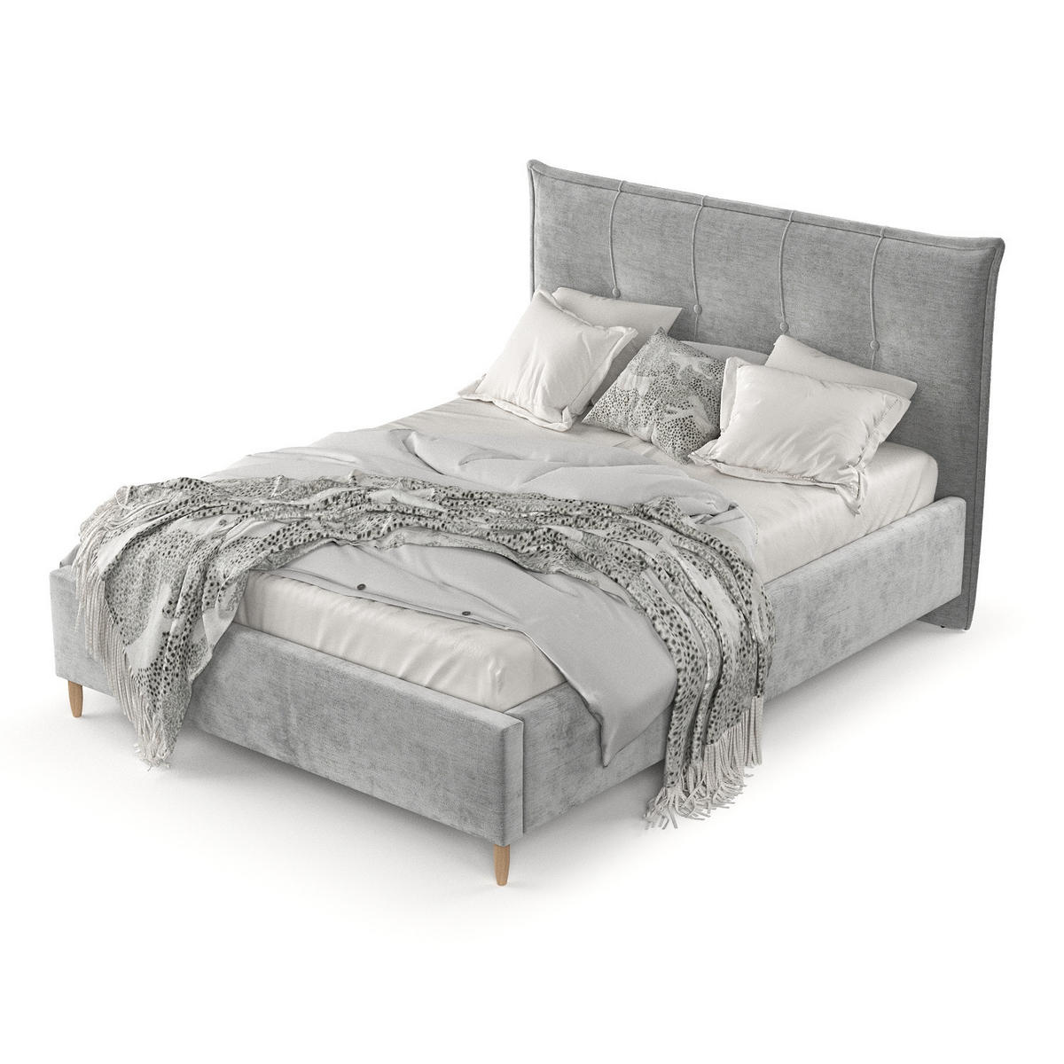 POLSTERBETT Plaza 180/200 cm Hellgrau im Lotta Stoff - Hellgrau/Naturfarben, Holz/Holzwerkstoff (180/200cm) - AltaBeds
