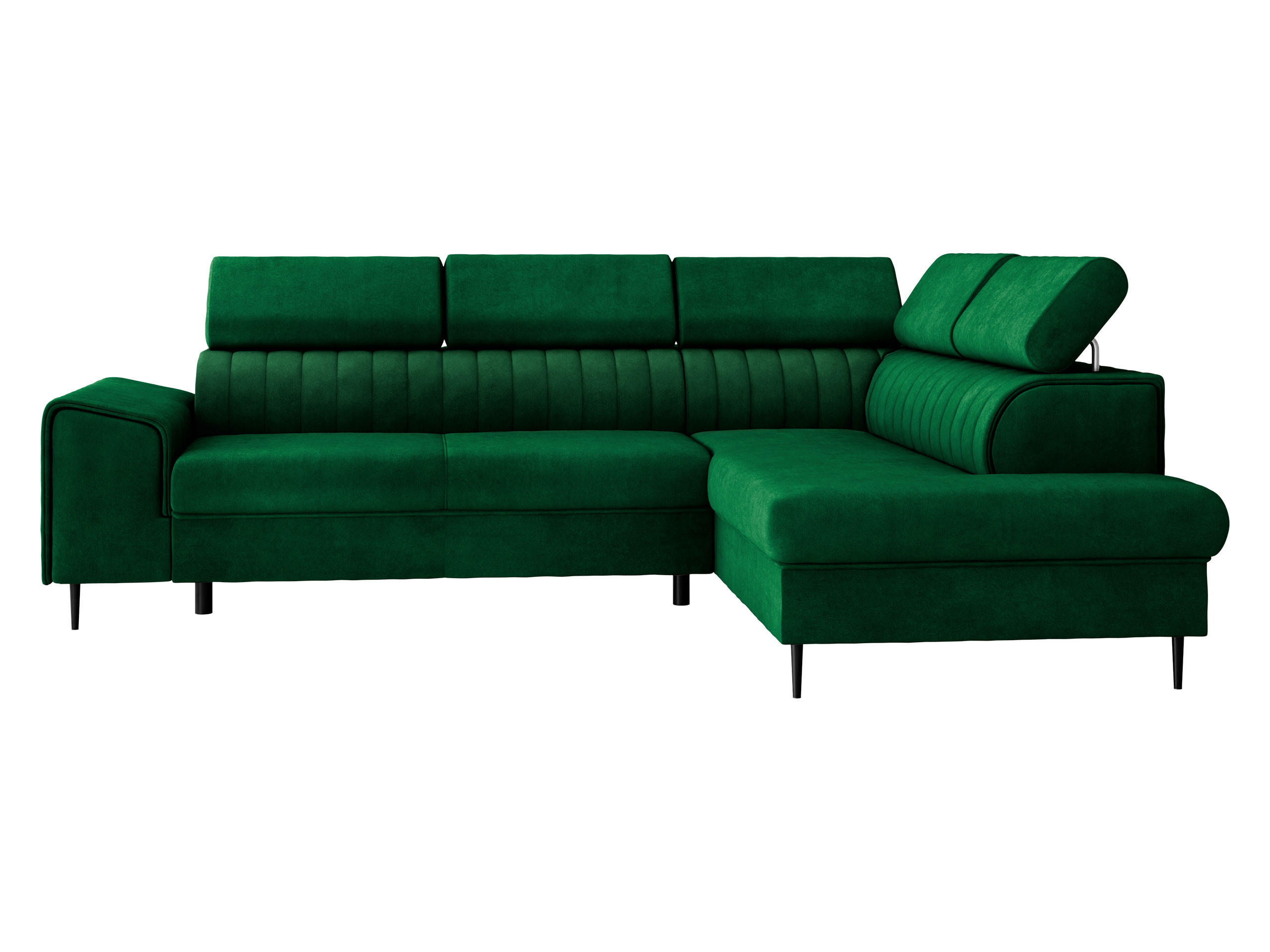 ECKSOFA Kadurin, Seite: Rechts - Schwarz/Grün, Holz/Kunststoff (276/206cm) - MIRJAN24