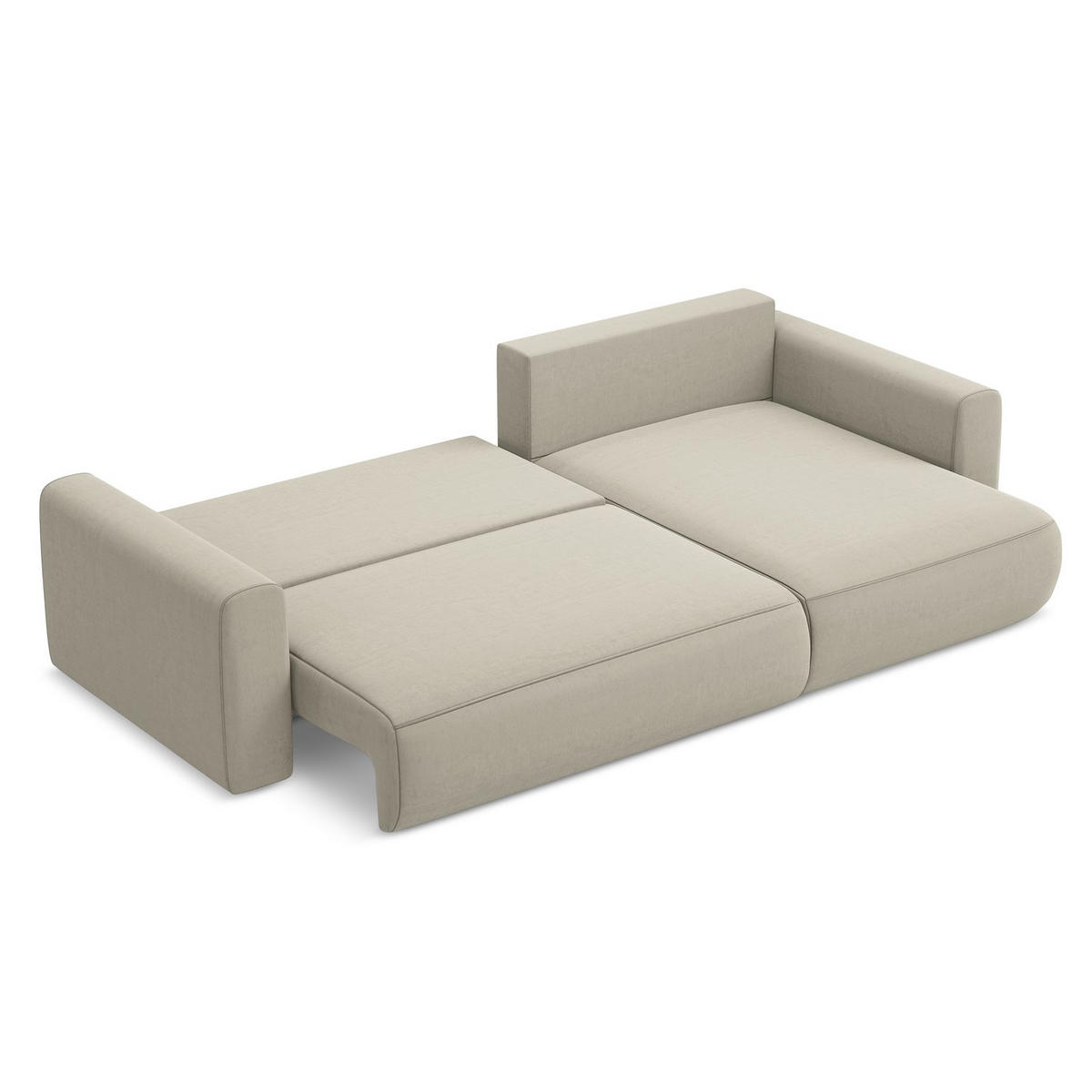 ECKSOFA mit Schlaffunktion Samt Stoff Creme - Perlmutt/Creme, Kunststoff/Textil (278/149cm) - LaMiaSofa