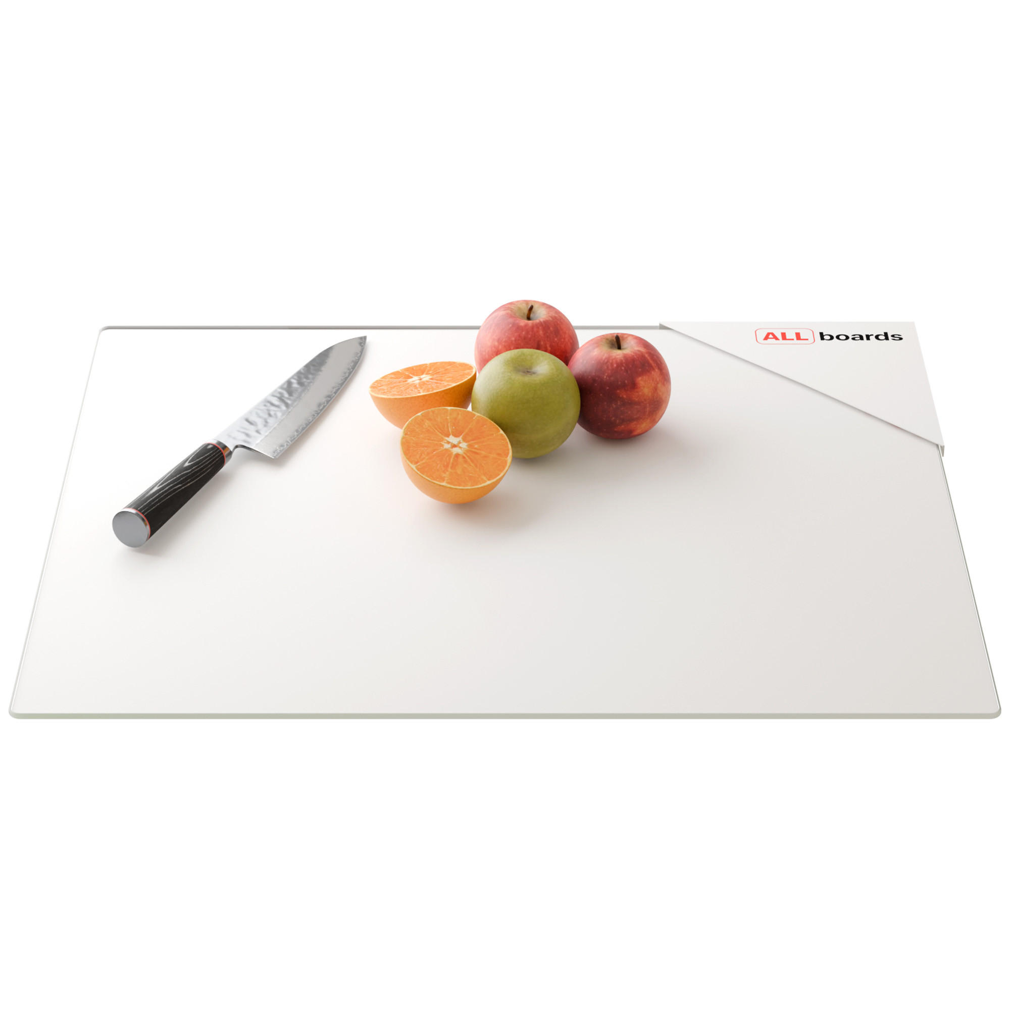 GLAS Herdabdeckplatte Schneidebrett PREMIUM SUPER WHITE 52x60 cm - Weiß Hochglanz, Glas (60/0.4cm) - ALLboards