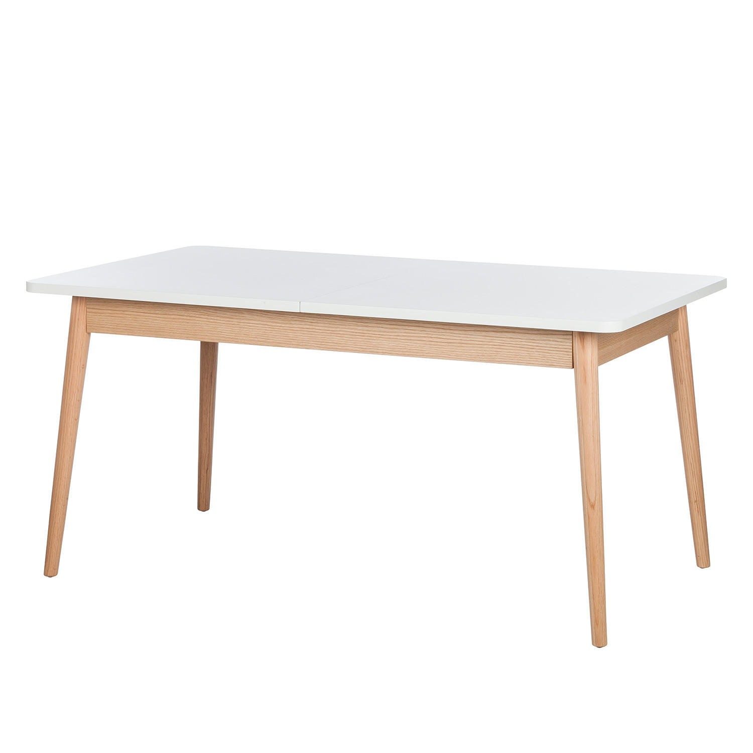 ESSTISCH mit Ausziehfunktion - Eiche teilmassiv - Weiß, Holzwerkstoff (90/160/77cm) - home24