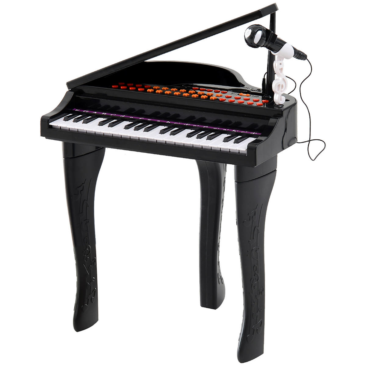 ELEKTRONISCHER FLÜGEL DE-18641 37 Tasten, Lernlichter, Mikrofon Rosa - Schwarz, Holzwerkstoff (39/69/48cm) - ComfortXL