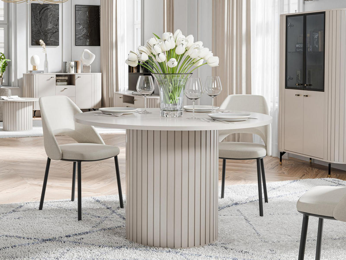 ESSTISCH mit Rillenstruktur MODERNO Kaschmir - Kaschmir, Holzwerkstoff (120/120/77cm) - Compleo24