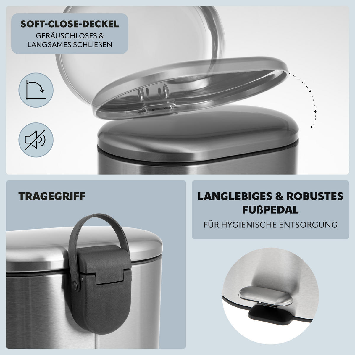 TRETEIMER 6 Liter BARBENA, silber, Edelstahl - Edelstahlfarben, Metall (24/31/22cm) - bremermann