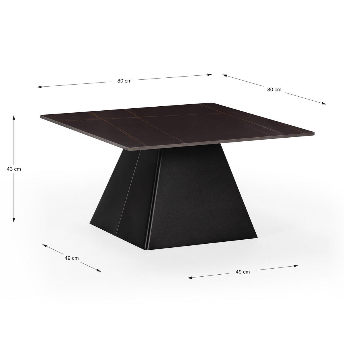 COUCHTISCH Merve Schwarz 80/80/43 cm - Schwarz, Stein (80/80/43cm) - Drawer