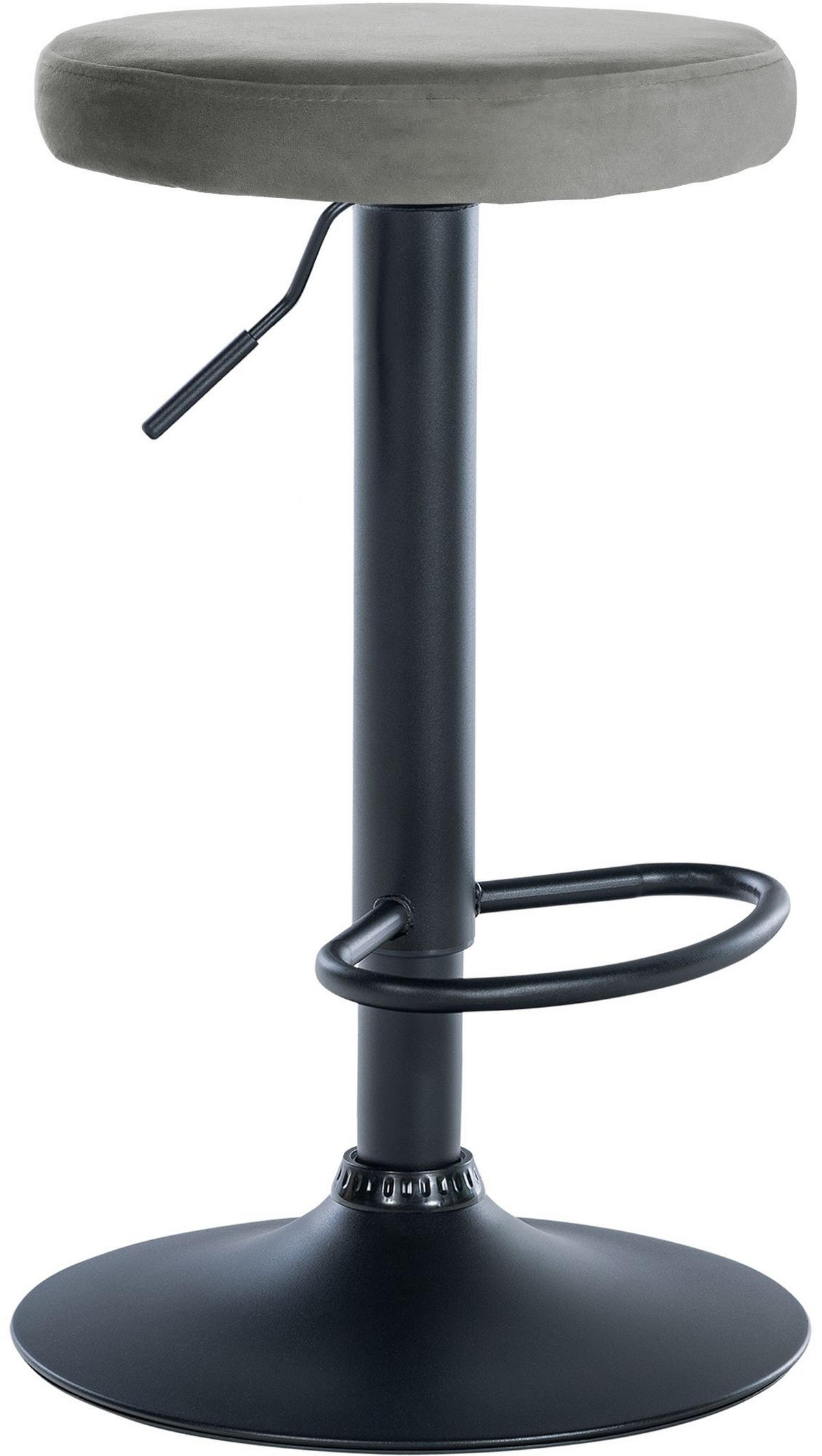 BARHOCKER Samt grau - Schwarz/Grau, Textil/Metall (38.5/60/38.5cm) - CLP
