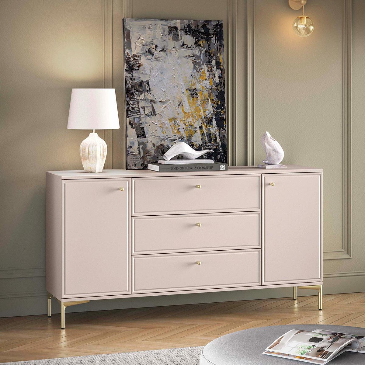 KOMODA Sélène Kašmir - kašmir, leseni material (160/85/40cm) - Petits-meubles