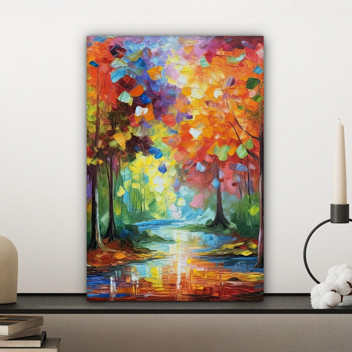 LEINWANDBILD Landschaft - Wald - Farben - Natur Deko Wohnzimmer 20x30 cm - Multicolor, Textil (20/30cm) - MuchoWow