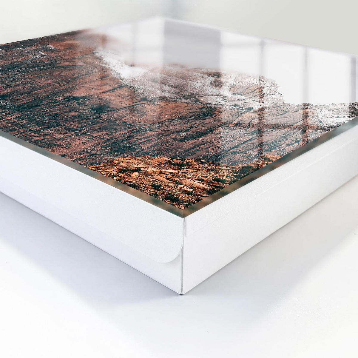 SCHLÜSSELBOX Weiß 30x30 cm – Türöffnung nach rechts - Stille der Berge - Braun, Metall (30/30/5cm) - TULUP