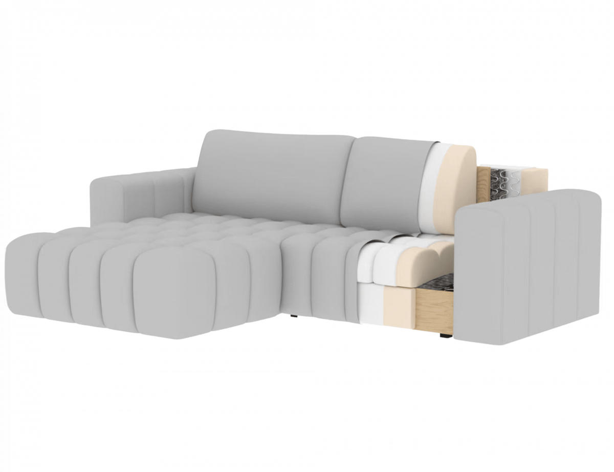 ECKSOFA mit Schlaffunktion und Bettkasten, Velours-Stoff - Rot/Schwarz, Textil (250/175cm) - Eltap